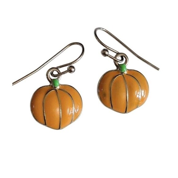 Lot 2 Sets Fall Autumn Pumpkin Pumpkins Charms Pierced Dangle Earrings Halloween - Picture 3 of 6
